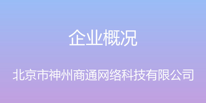 企业概况 - 北京市神州商通网络科技有限公司